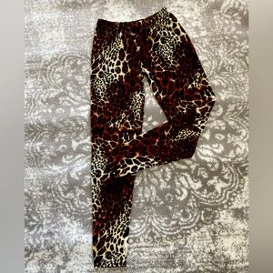 Leopard Print Velvet Leggings, Small